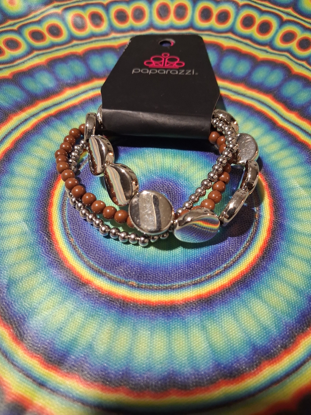 paparazzi Brown and Silver Mixed Bead Stretch Bracelet Set